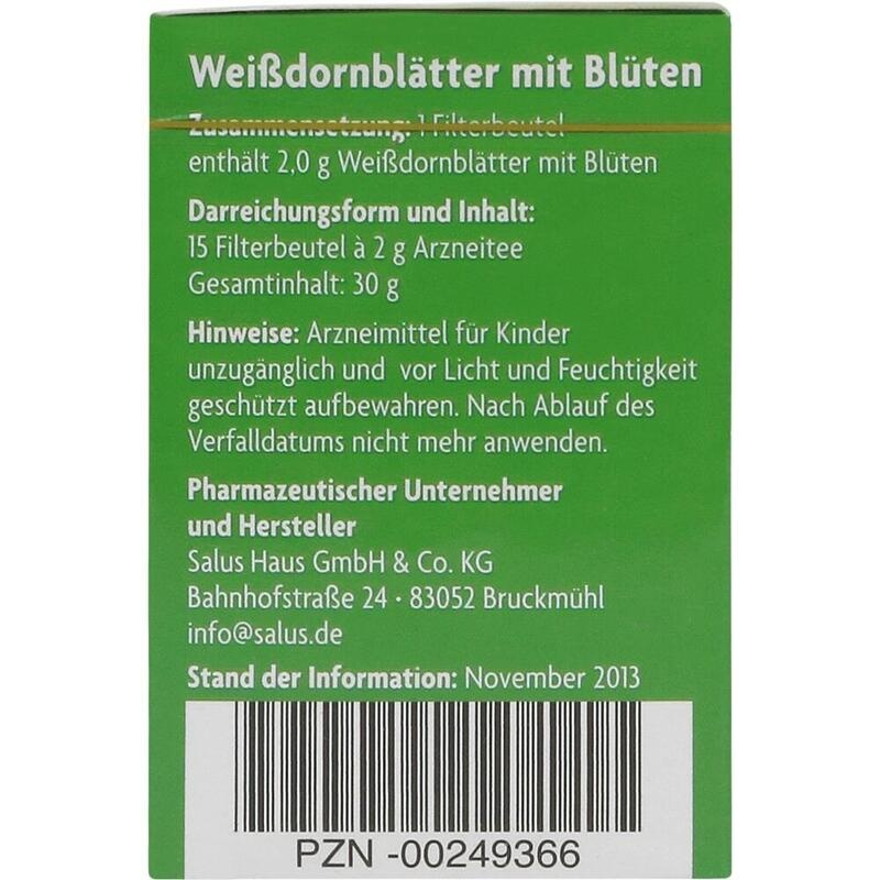 WEISSDORNBLÄTTER m.Blüten Arzneitee Bio Salus Fbtl