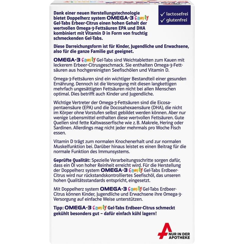 DOPPELHERZ Omega-3 Gel-Tabs family Erdb.Cit.system