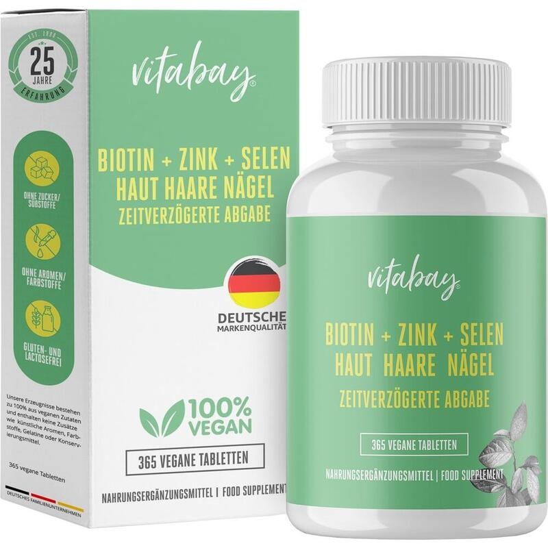 BIOTIN+ZINK+Selen Haut+Haare+Nägel vegan Tabletten